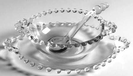 Candlewick Clear (Stem 3400) 3 Pc Mayonnaise Set-Handled Bowl,Handled Plt&Ladle
