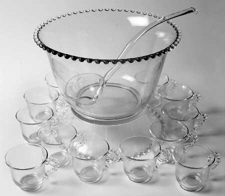 Candlewick Clear (Stem 3400) (15 Pc) Punch Set (Bowl,Stand,Ladle & 12 Cups)