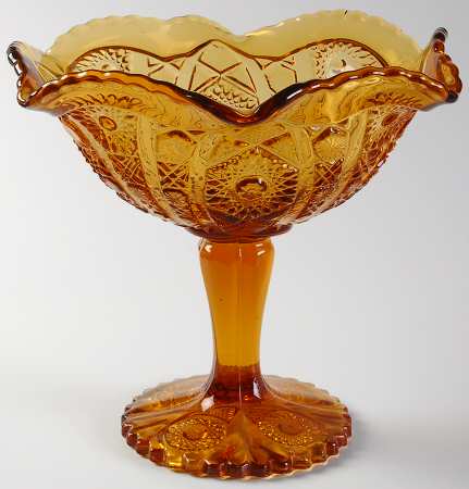 Daisy and Button Amber Crimped Tall Compote