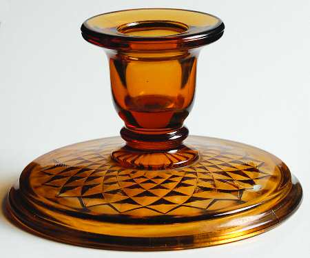 Diamond Quilted Amber Single Light Candlestick