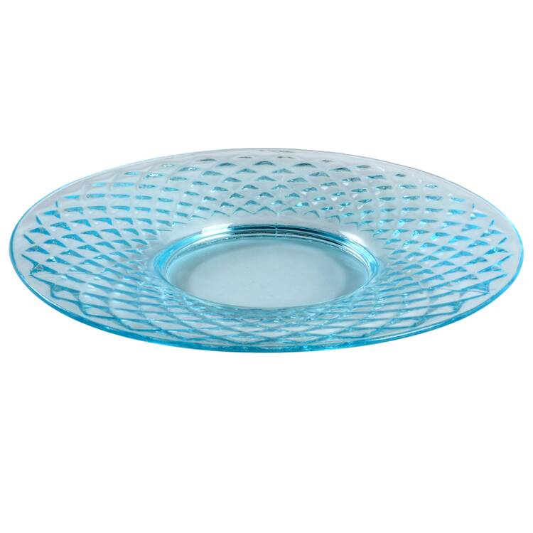 Diamond Quilted Blue Luncheon Plate