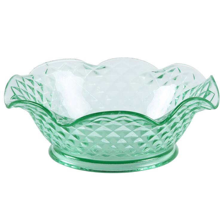 Diamond Quilted Green 7" Round Crimped Bowl