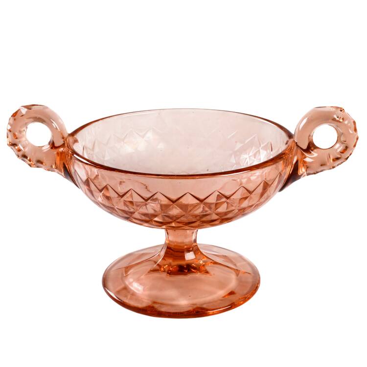 Diamond Quilted Pink Handled Footed Bon Bon