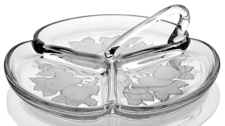 Intaglio Fruit (Line 900, Round) 8" Round Top Handle 3 Part Relish