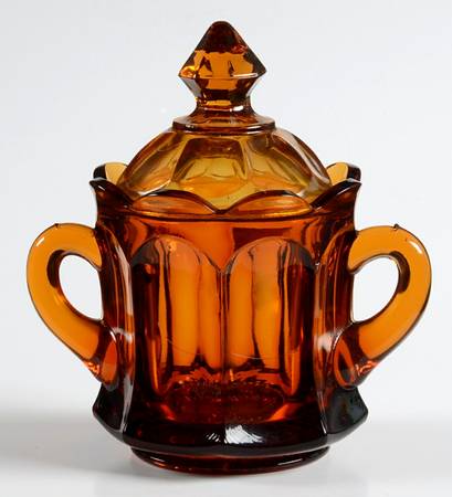 Old Williamsburg Amber Sugar Bowl & Lid