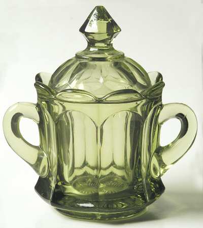 Old Williamsburg Verde Green Sugar Bowl & Lid