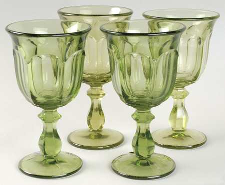 Old Williamsburg Verde Green Water Goblet - Set of 4