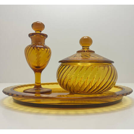 Twisted Optic Amber Oval Dresser Tray