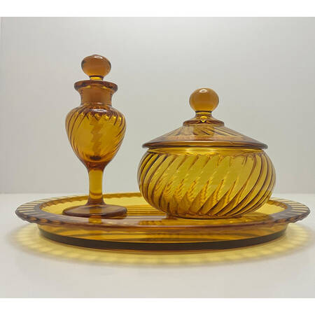 Twisted Optic Amber Cologne Bottle & Stopper