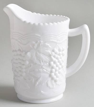 Vintage Grape Milk Glass 16 Oz Pitcher