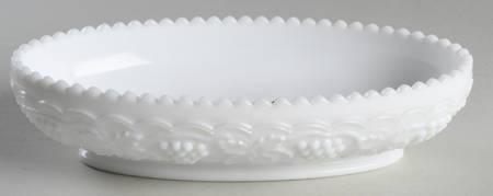 Vintage Grape Milk Glass 8" Oval Bowl