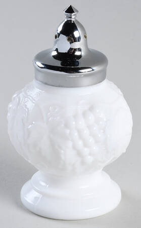 Vintage Grape Milk Glass Footed Shaker & Metal Lid