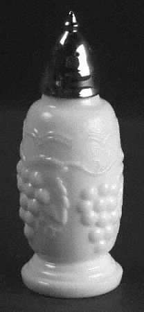 Vintage Grape Milk Glass Footed Shaker & Metal Lid