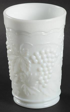 Vintage Grape Milk Glass Flat Tumbler