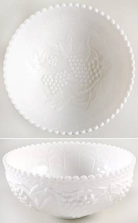 Vintage Grape Milk Glass Punch Bowl