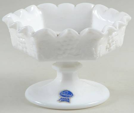 Vintage Grape Milk Glass Compote