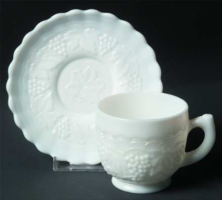 Vintage Grape Milk Glass Cup & Saucer Set
