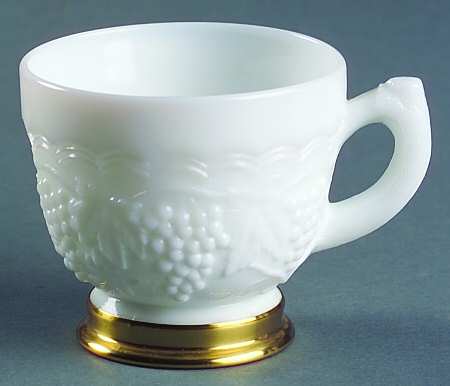 Vintage Grape Milk Glass Metal Base Punch Cup