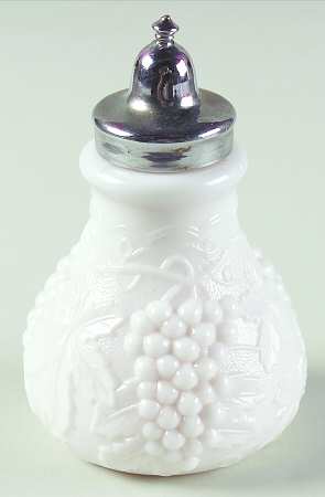 Vintage Grape Milk Glass Shaker with Metal Lid