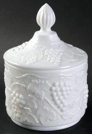 Vintage Grape Milk Glass Candy Jar & Lid
