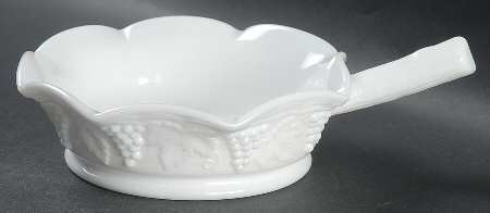 Vintage Grape Milk Glass Handled Nappy