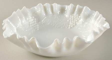 Vintage Grape Milk Glass Round Bowl