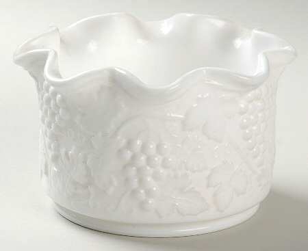 Vintage Grape Milk Glass 5" Round Crimped Bowl
