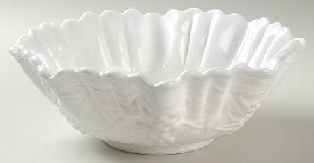 Vintage Grape Milk Glass 10" Round Crimped Bowl