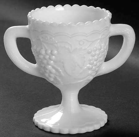 Vintage Grape Milk Glass Footed Open Sugar