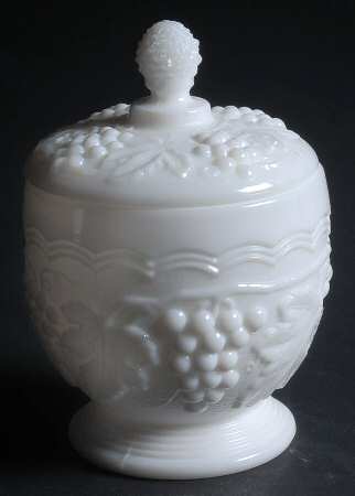 Vintage Grape Milk Glass Sugar Bowl & Lid