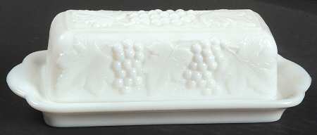 Vintage Grape Milk Glass 1/4 Pound Covered Butter