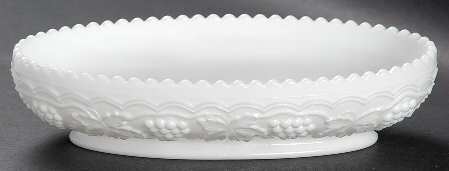 Vintage Grape Milk Glass 8" Oval Relish