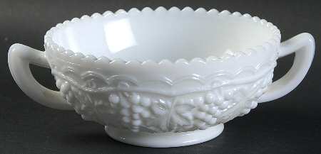 Vintage Grape Milk Glass Cream Soup Bowl Only