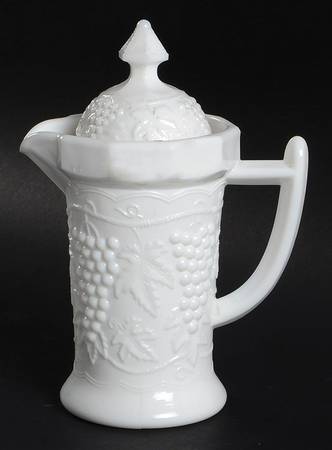 Vintage Grape Milk Glass Syrup & Lid