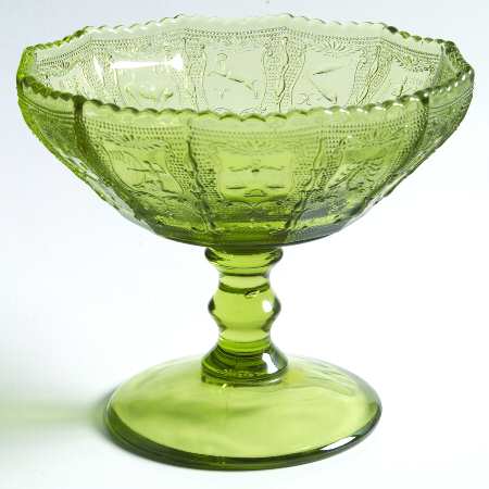 Zodiac Green (Verde) Round Compote (Height X Width)