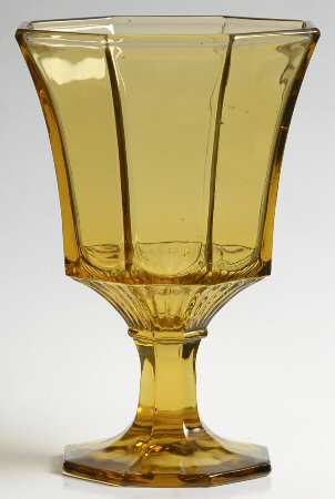 Octagonal Amber Water Goblet