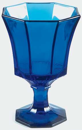 Octagonal Blue Water Goblet
