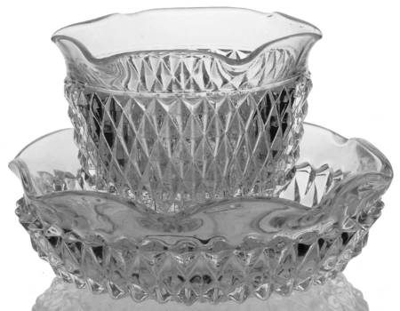 Diamond Point Clear Mayonnaise Bowl and Underplate by Indiana Glass