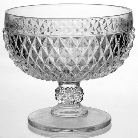 Diamond Point Clear Low Footed Candy Box No Lid