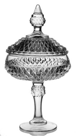 Diamond Point Clear Candy Dish & Lid