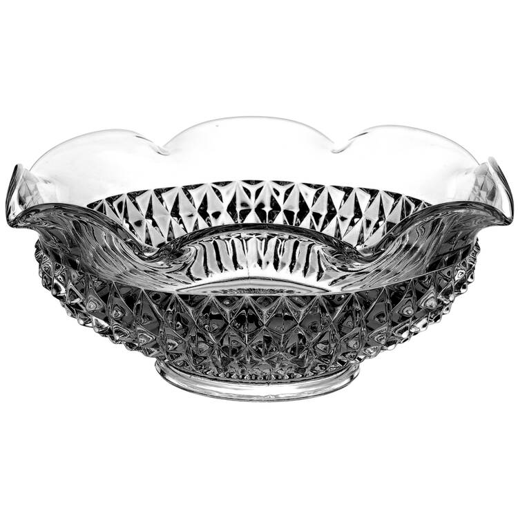 Diamond Point Clear Crimped Bowl