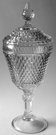 Diamond Point Clear Footed Urn No Lid