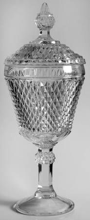 Diamond Point Clear Footed Urn W/Lid