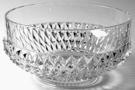 Diamond Point Clear 9" Round Bowl