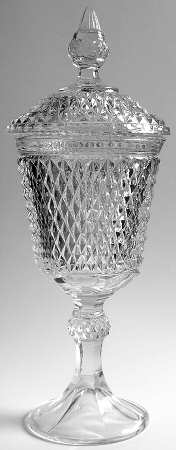 Diamond Point Clear Footed Urn & Lid