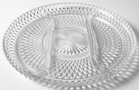 Diamond Point Clear 12" Round 3 Part Celery/Relish