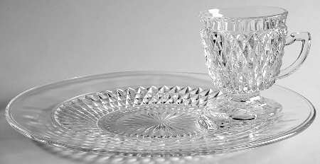 Diamond Point Clear Snack Plate & Cup Set