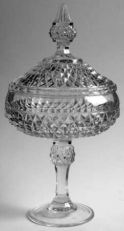 Diamond Point Clear Compote & Lid