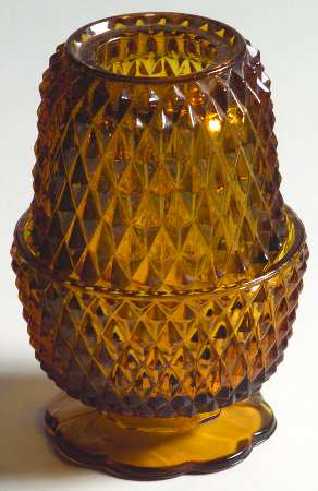Diamond Point Amber (2 Piece) Candle Lamp