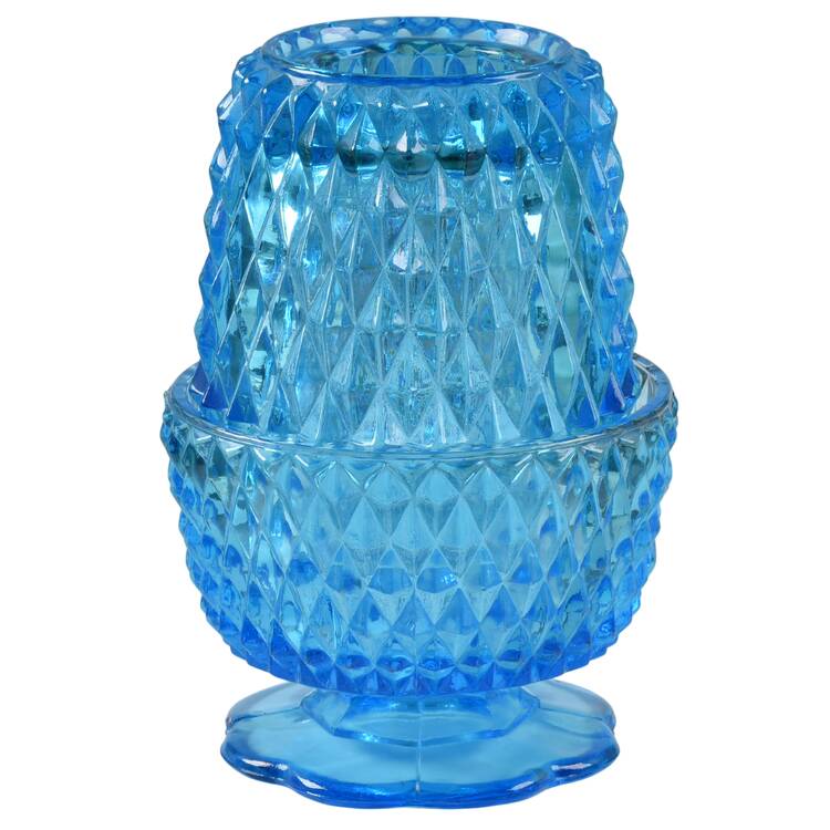 Diamond Point Regal Blue (2 Piece) Candle Lamp